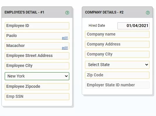 basic parts of a paystub generator