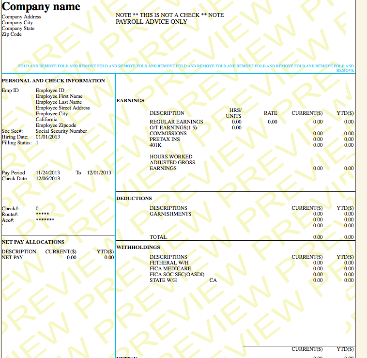 sample of a paycheck stub