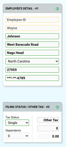 North Carolina payroll stub